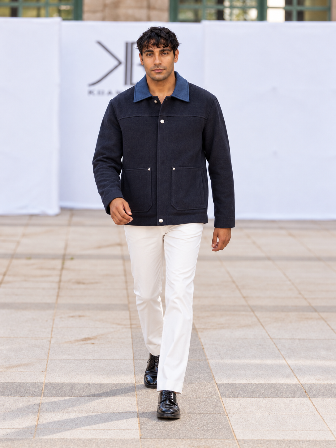 Milano Men's Navy Contrast Collar Jacket