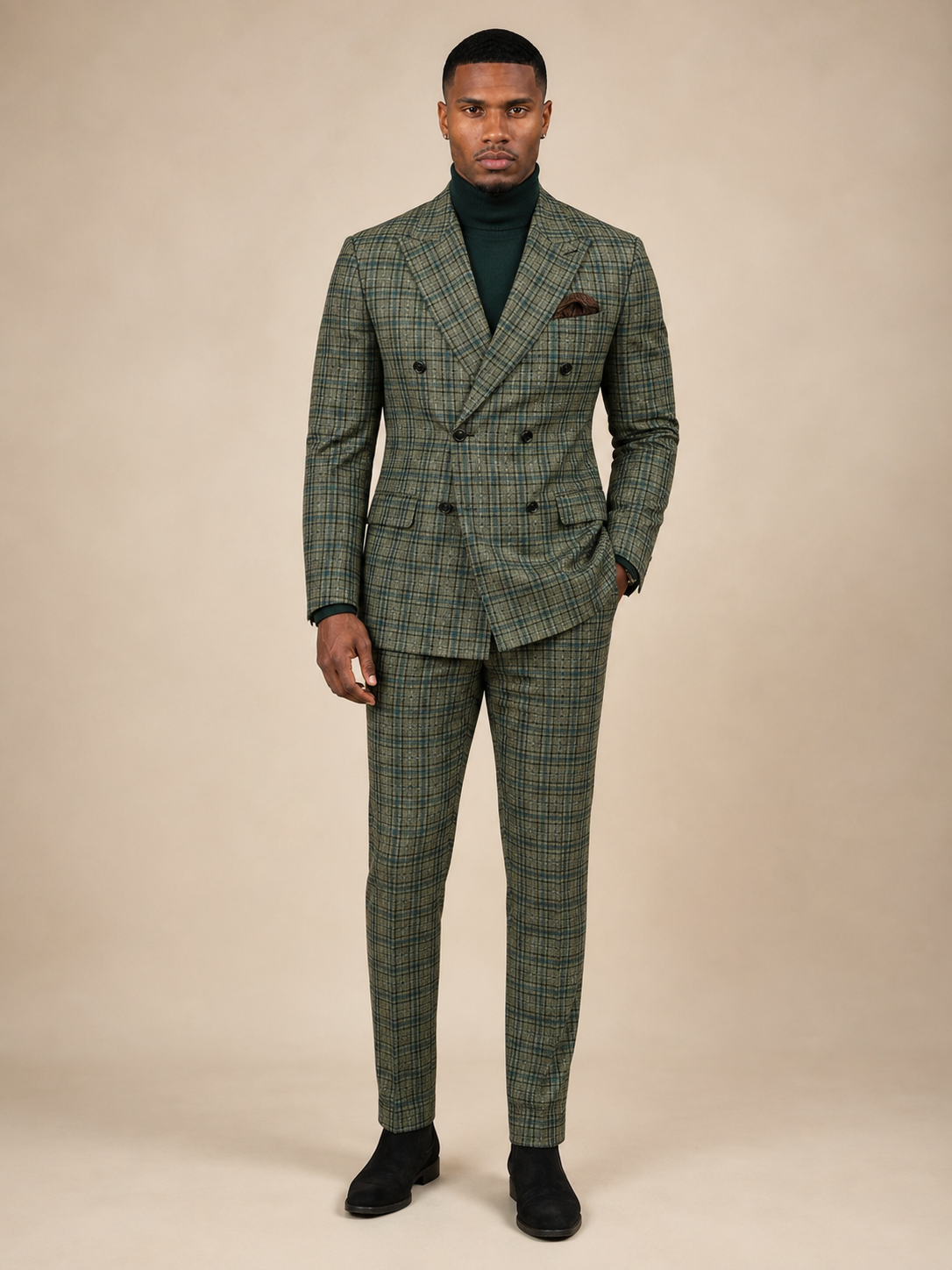 Milano Green & Blue Plaid Suit