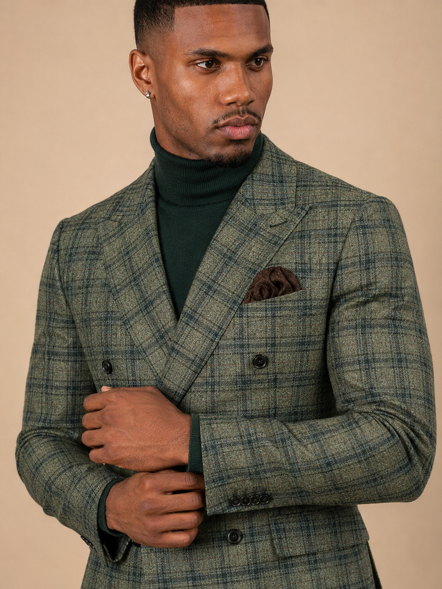 Milano Green & Blue Plaid Suit