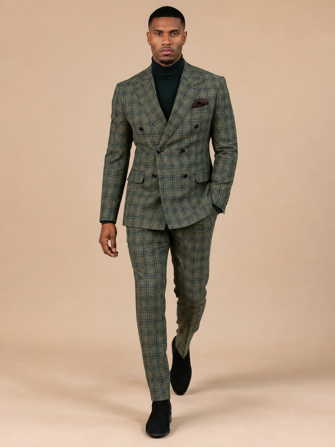 Milano Green & Blue Plaid Suit
