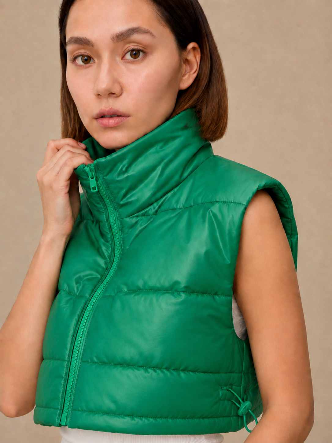 Money Green Puff Vest