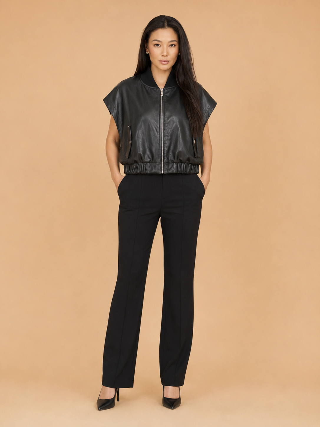 Panther Faux Leather Crop Jacket