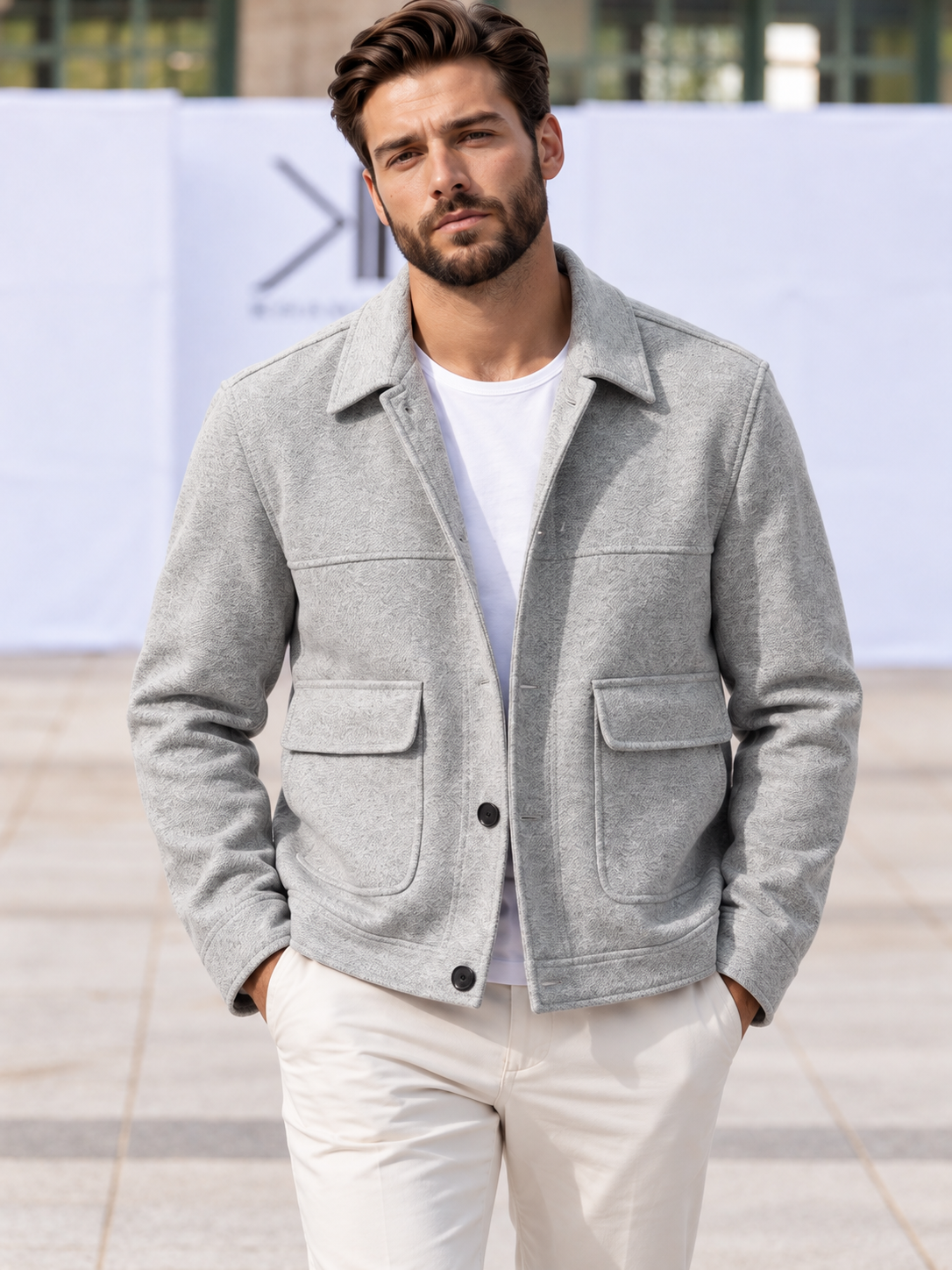 Uptown Men's Gray Textured Jacket