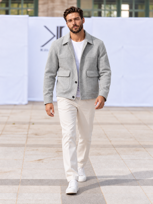 Uptown Men's Gray Textured Jacket