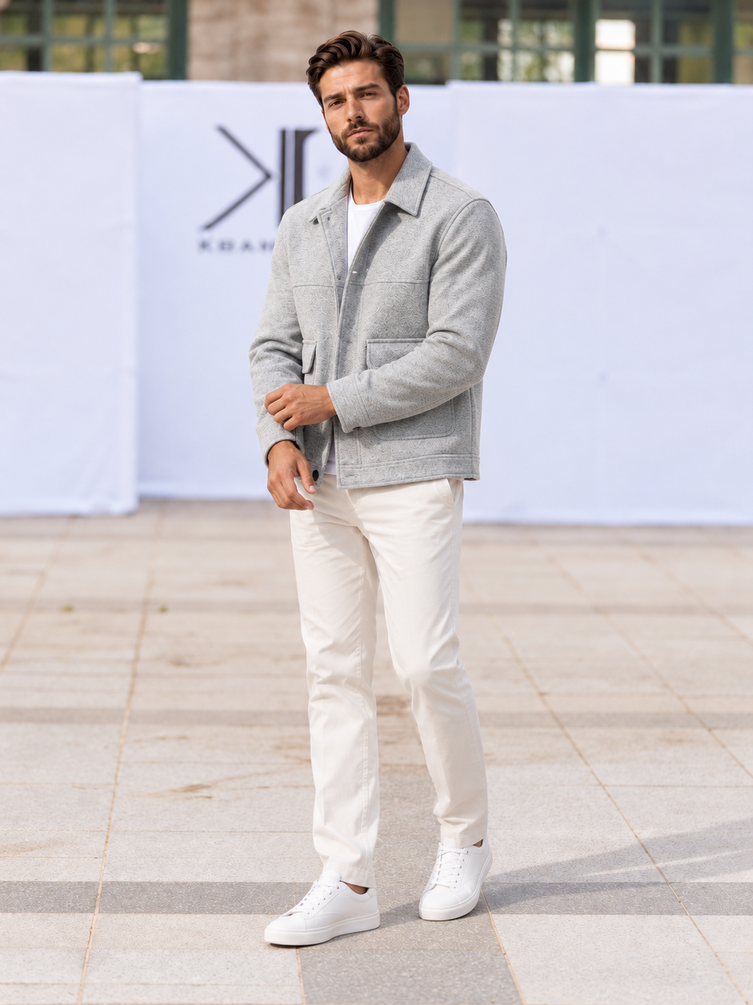 Uptown Men's Gray Textured Jacket