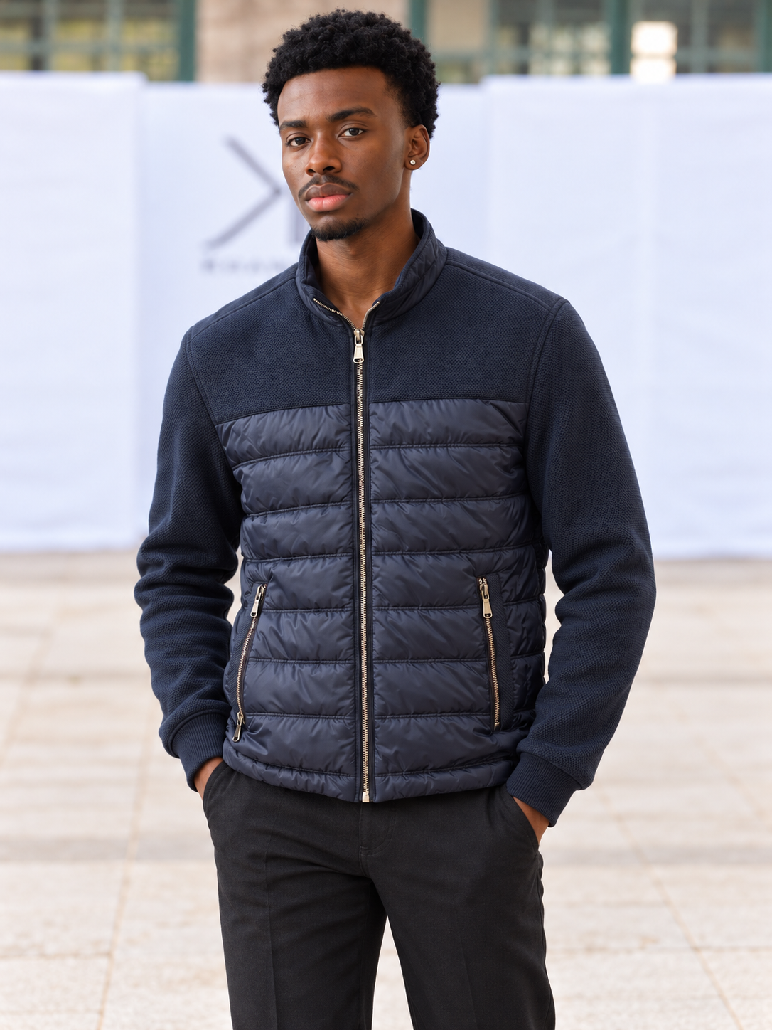 City Luxe Men's Quilted Knit Jacket