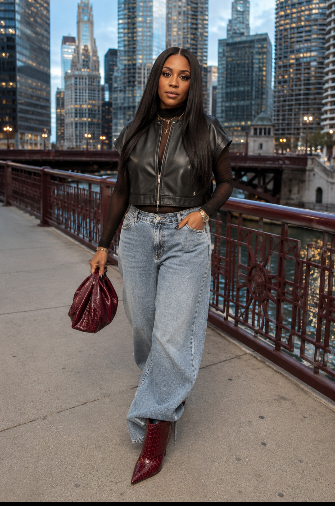 Panther Faux Leather Crop Jacket