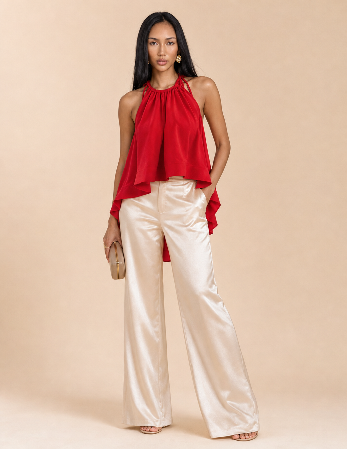 The Santorini Luxe Draped Halter Top