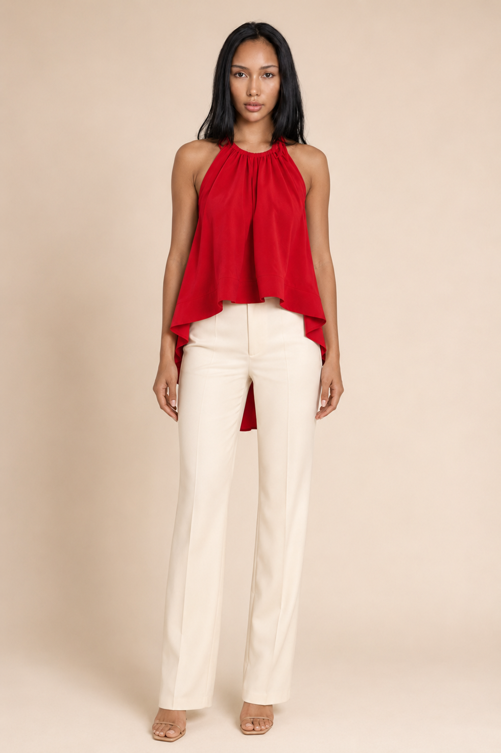 The Santorini Luxe Draped Halter Top