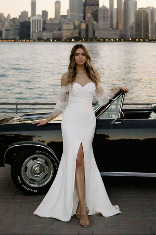 White Off The Shoulder Prom Dress