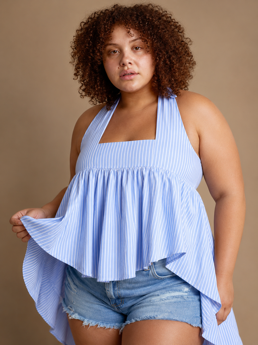 Yaya Seersucker Hi-Lo Top