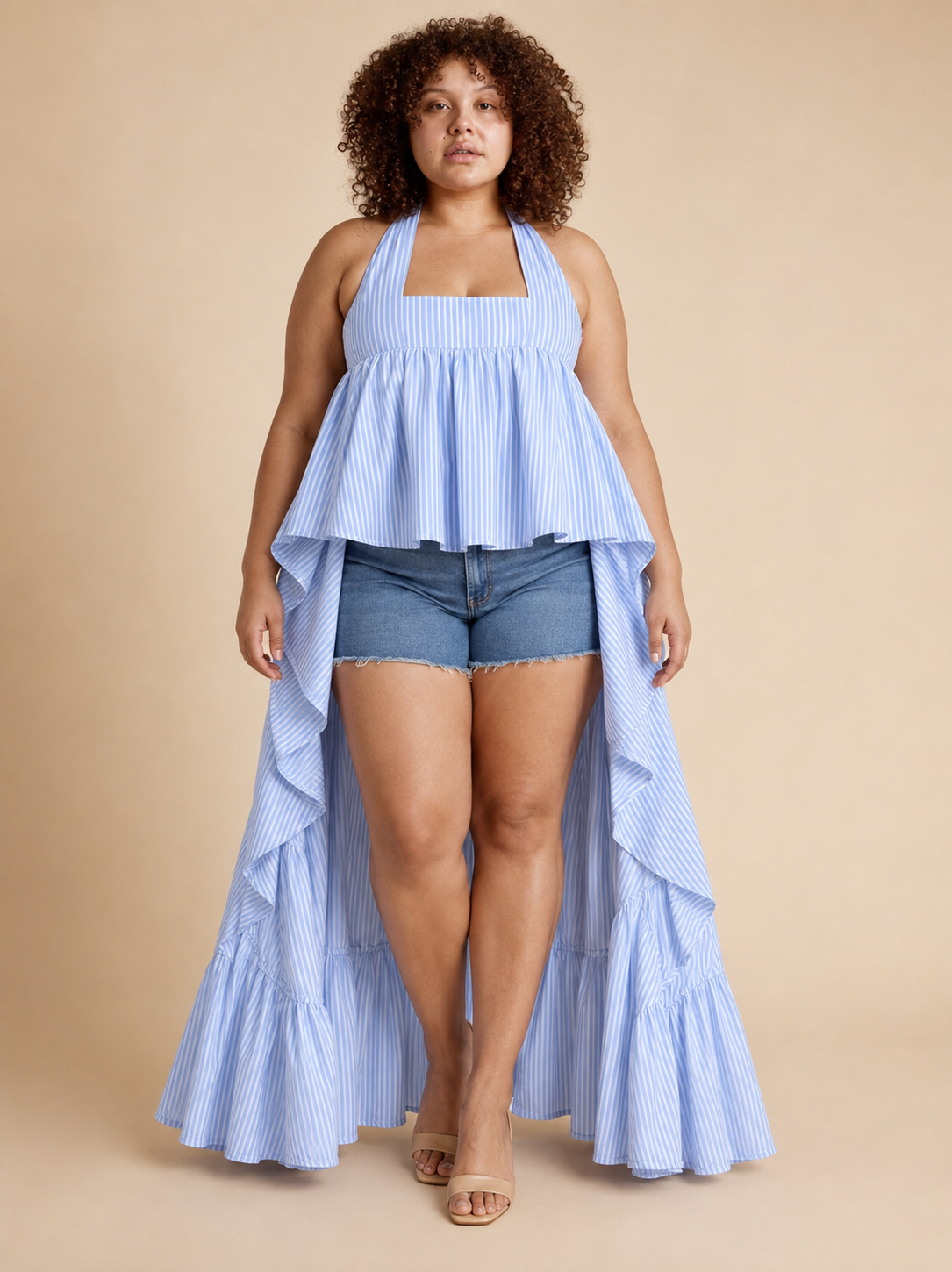 Yaya Seersucker Hi-Lo Top
