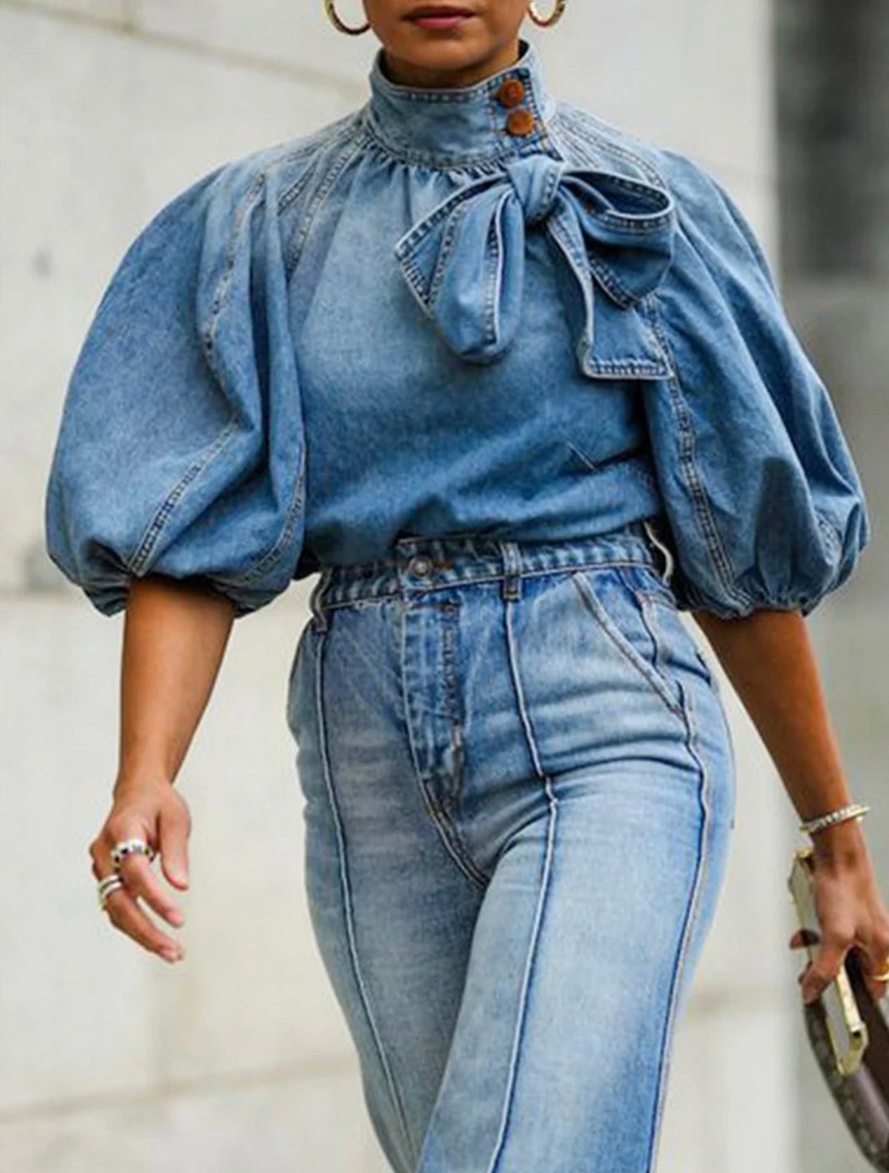 Bow Me Denim Top Perfect Fit