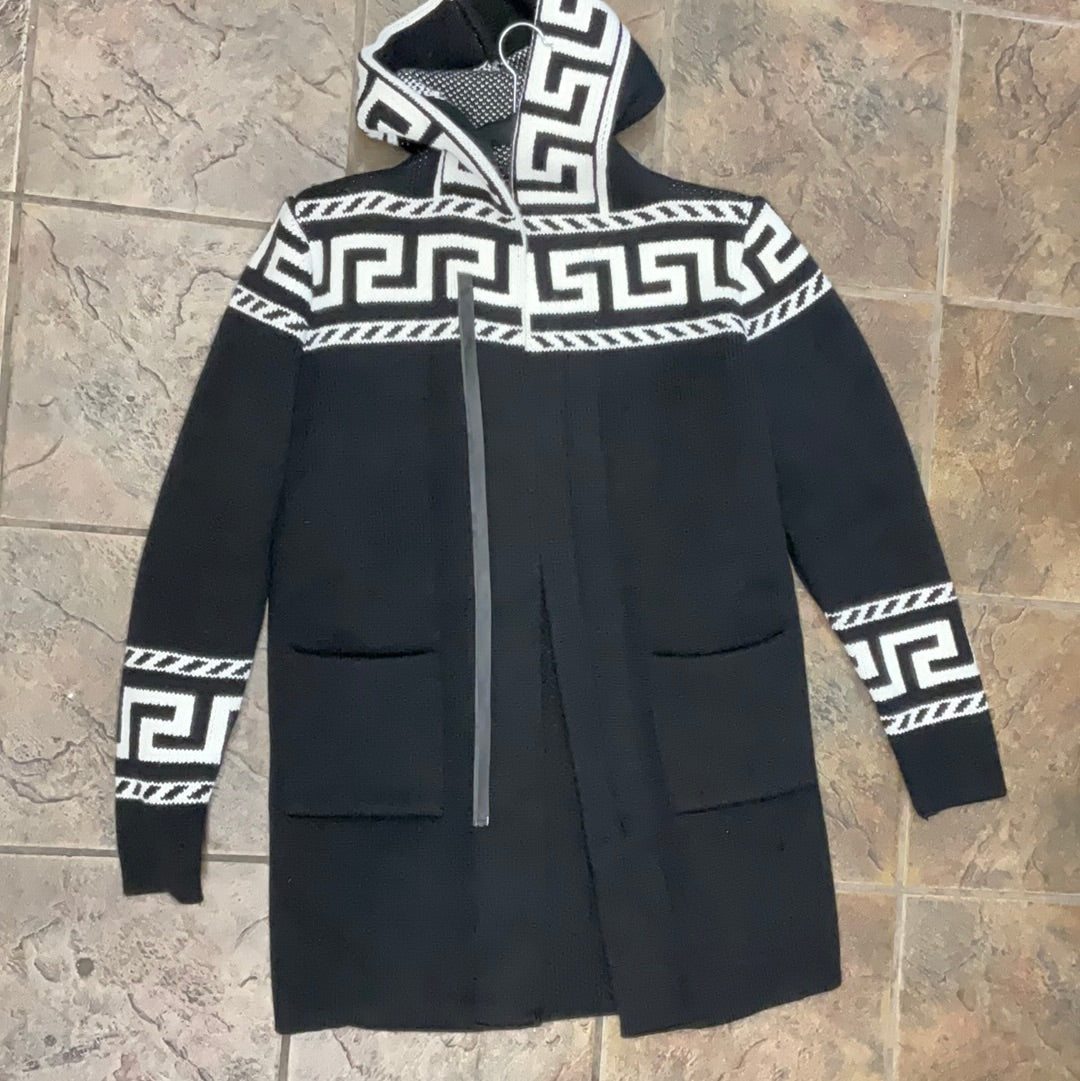 Aztec woven sweater jacket
