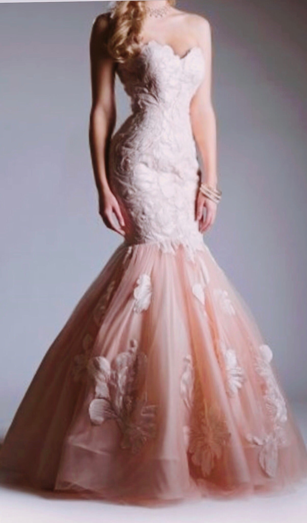 Blush mermaid prom dress